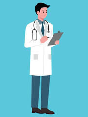 Illustration of a doctor, flat style, clipart, for designers