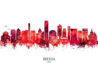 Brescia Italy Skyline Red