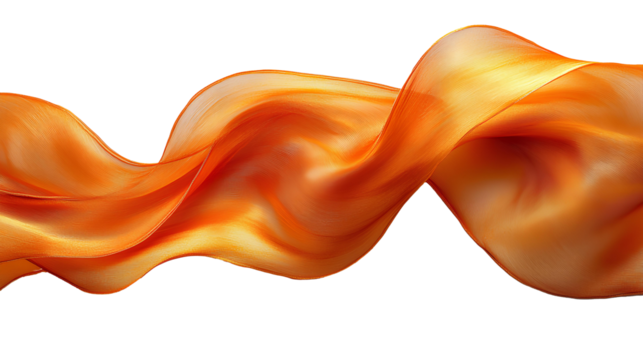 Orange silk string PNG image, transparent background, smooth and elegant silk texture. Thin orange thread for crafting, decoration, or gift wrapping. Isolated silk string element, minimalist design