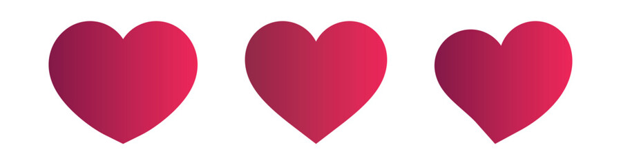 red heart set. colouful love symbol in different style. transparent png and vector illustration.