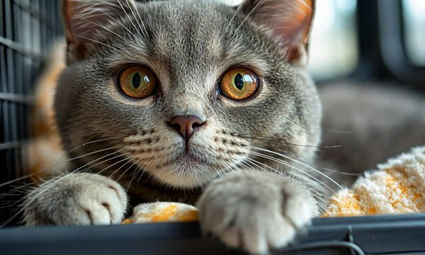 A Gray Cat with Curious Eyes
