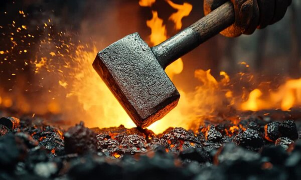 Blacksmith Hammering Hot Metal