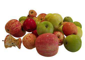 bunch of  red  and green apple on a white background