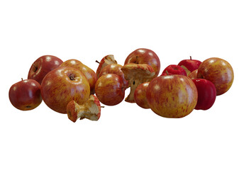 bunch of  red apple on a white background