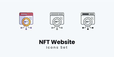 NFT Website Icons thin line and glyph vector icon stock illustration