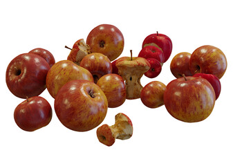bunch of  red apple on a white background