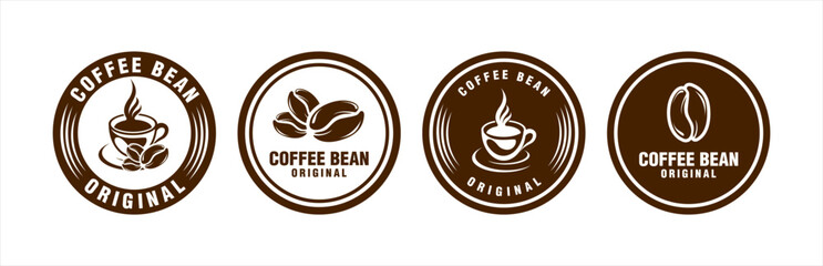 Coffee shop logo design template premium. stamp retro badge coffee bean cup vector, bar brand symbol icon vintage