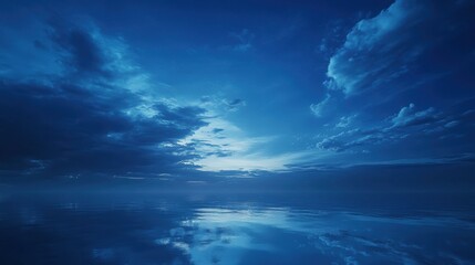 Serene Twilight Sky in Deep Blues - Calmness Reflected in Nature at Dusk