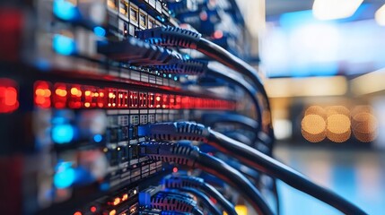 IT support Helpdesk Cybersecurity IT technician troubleshooting, complex network cables, 3D illustration