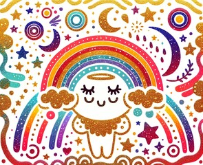 Naklejka premium Cielos Mágicos y Arcoíris Brillantes