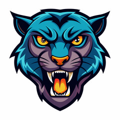 an angry panther with a colorful head vector design with a white background 