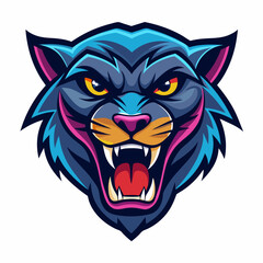 an angry panther with a colorful head vector design with a white background 