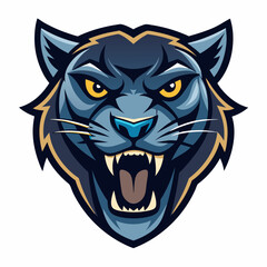 Fototapeta premium an angry panther with a colorful head vector design with a white background 