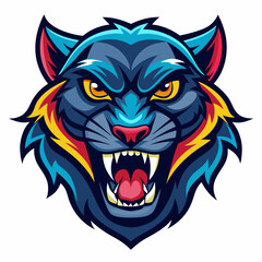 an angry panther with a colorful head vector design with a white background 