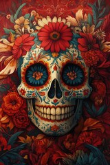 Skull with Flowers