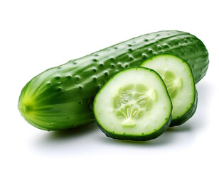 Cuts or slices cucumber fruit isolated on white