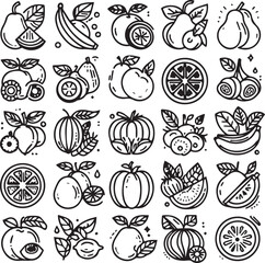 fruits and vegetables vector icon set