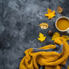 Top view of coffee with copy space