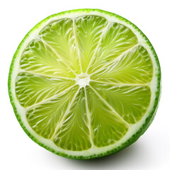 Cuts or slices lime fruit isolated on white
