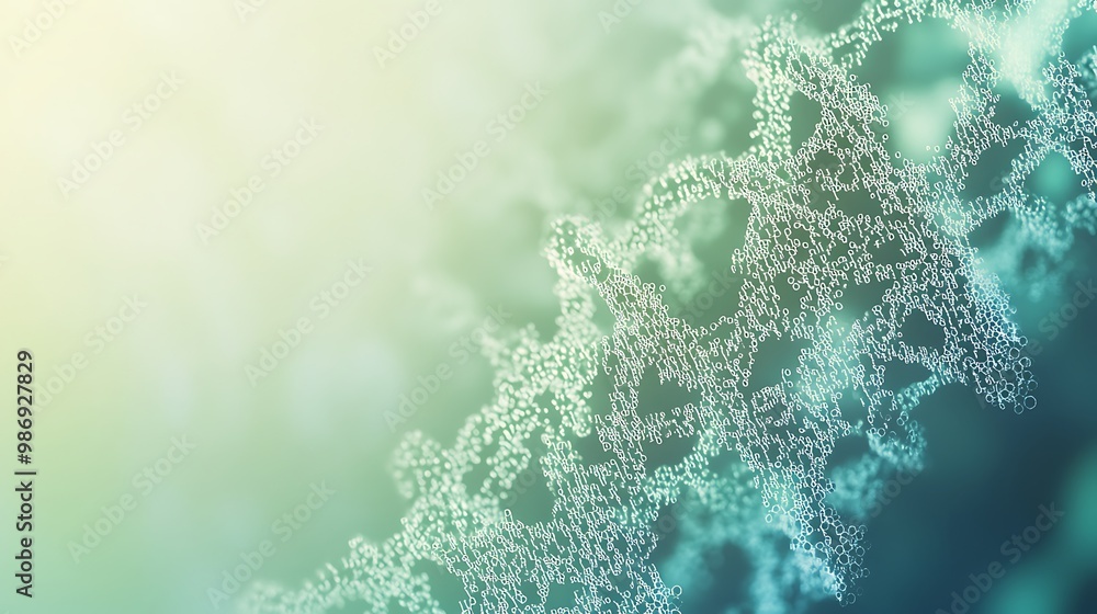 Poster abstract dna strand with green and yellow gradient background.