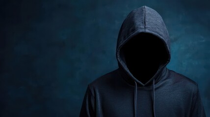 Mysterious figure wearing a hoodie against a dark textured background, evoking intrigue and anonymity.
