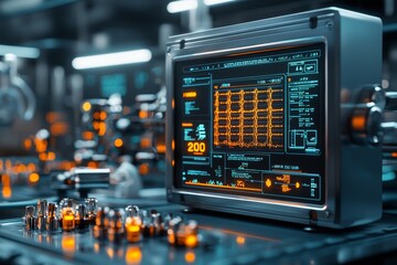 Obraz premium Futuristic Display of Advanced Deep Brain Stimulation (DBS) Device with Electrodes