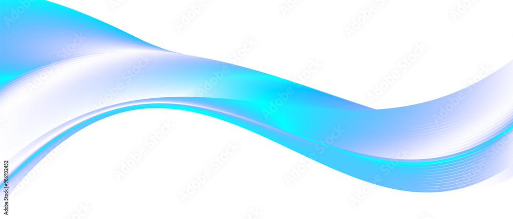 Poster abstract green turquoise and blue gradient wave curve shape design transparent background