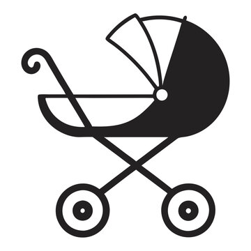 recommend clip art: Baby carriage stroller line art silhouette vector illustration