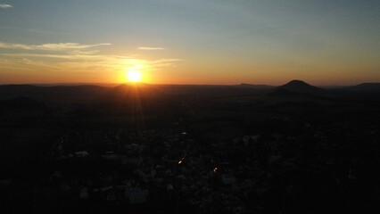Sunset over the small town of Česká Kamenice.
