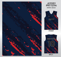 Pattern vector sports shirt background image.Painting navy blue red pattern design, illustration, textile background for sports t-shirt, football jersey shirt