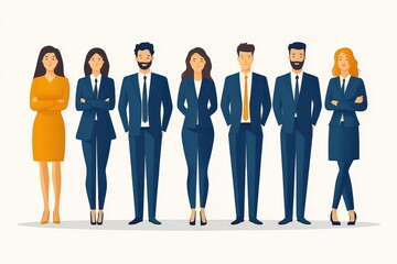 Fototapeta premium Business Team United: A diverse team of professionals in suits, standing united, symbolizing collaboration, professionalism, and strength in numbers. 