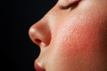 Fototapeta premium Red inflamed skin with rash, itching and irritation