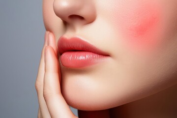 Obraz premium Red itchy rash with swelling, irritated skin symptoms