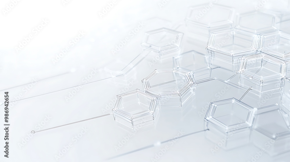 Aufkleber Abstract background with hexagonal shapes and lines in a futuristic style.