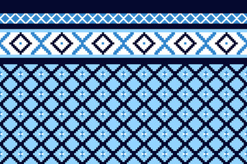 Scandinavian folk art pattern. Blue geometric Nordic design for fabric, textile, wallpaper. Traditional ethnic motif. Winter holiday background. Scandinavian ornament. Nordic style pattern.