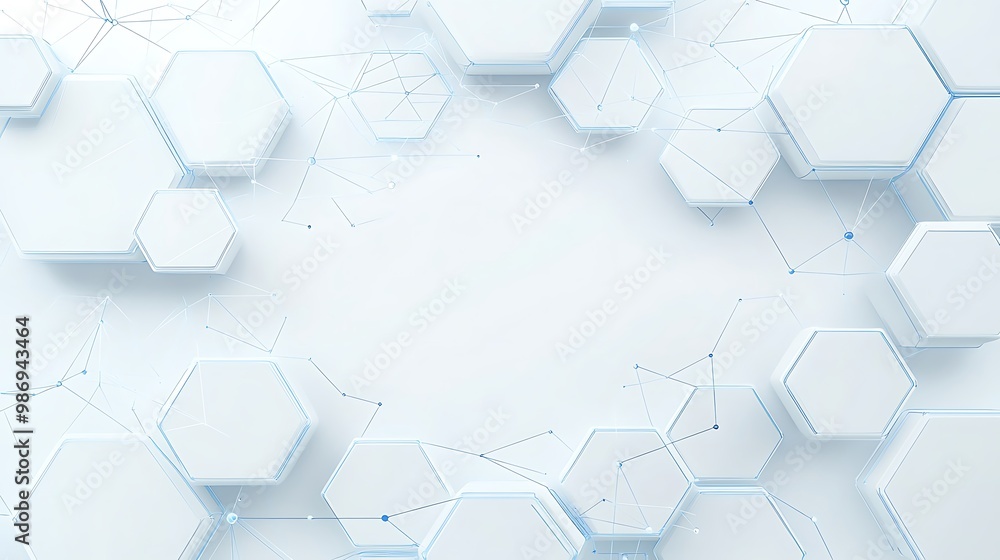 Aufkleber Abstract geometric background with hexagonal shapes and connecting lines.