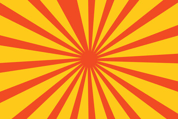 Obraz premium Pop art red comic background with sun burst and dot halftone. Cartoon retro pattern strips. Vintage backdrop for comic superhero text, speech bubble, message.