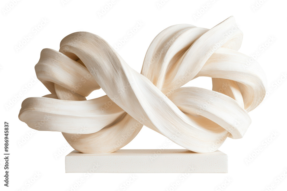 Poster abstract twisted sculpture with smooth texture in a fluid design. sculpture features a modern, inter