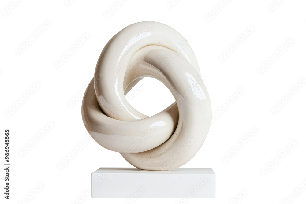 Poster glossy knot sculpture with a circular design. the sculpture features a highly polished surface and i