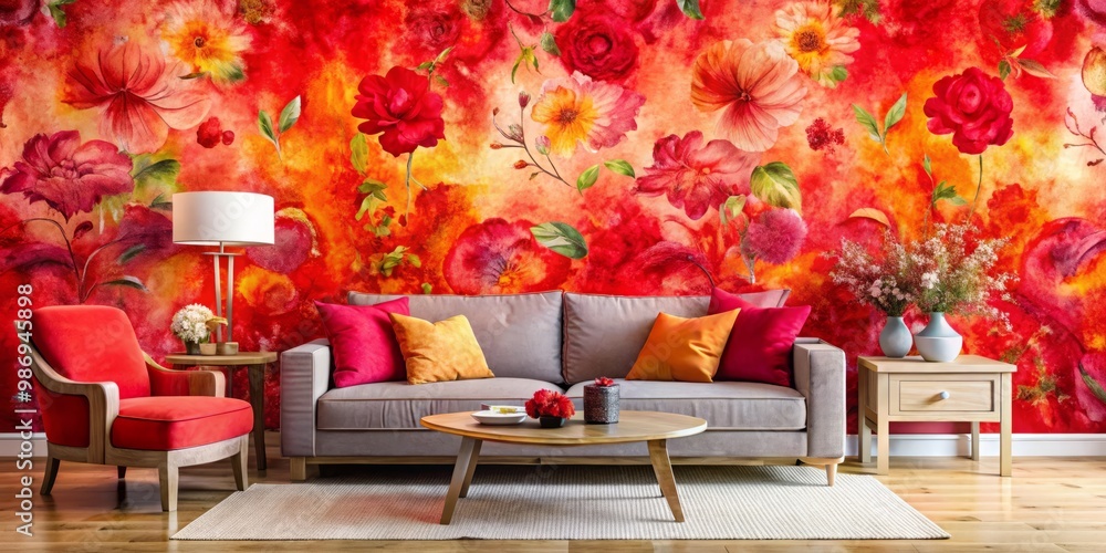 Aufkleber lively abstract red wallpaper features dynamic patterns and textures, perfect for contemporary desig