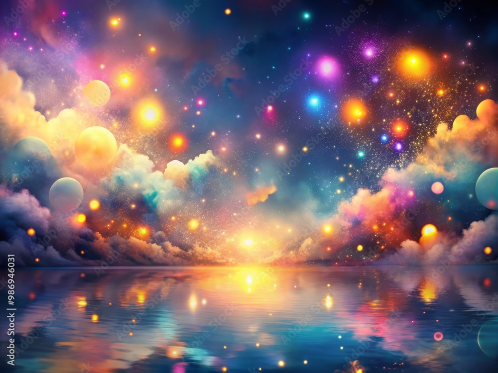 Poster luminous abstract lights create an enchanting ambiance, featuring gentle glows and fluid patterns th