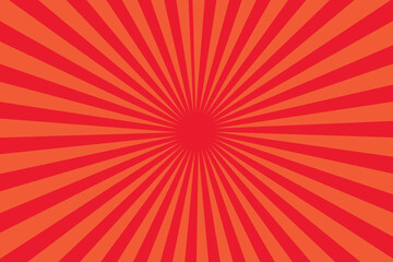 Abstract sunbeams background. Bright sunbeams on red background.