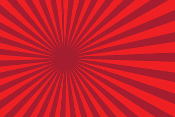 Abstract sunbeams background. Bright sunbeams on red background.