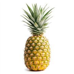 Fototapeta premium Whole Pineapple with Green Top on White Background