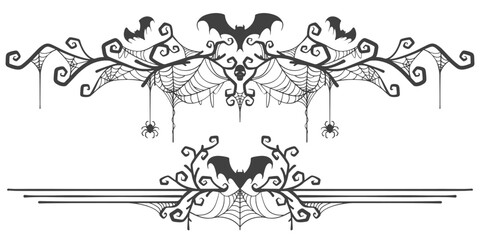 A set of spooky Halloween dividers, bats and spiders