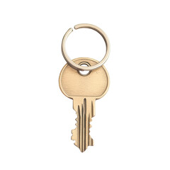 Key with Ring on White Background