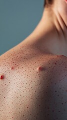 Fototapeta premium Young man suffering from keratosis pilaris skin condition