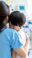 Fototapeta premium Asian Pediatric Hospital Staff Caring for Young Patients in Medical Setting