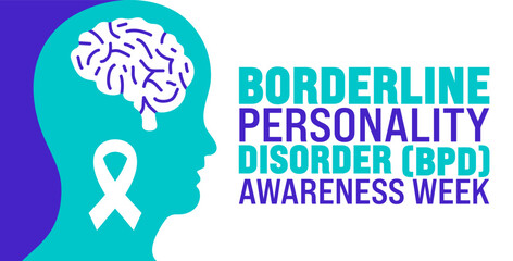 Borderline Personality Disorder BPD Awareness Week background or banner design template is observed every year in October. Holiday concept. Template for card, poster, placard, template. eps 10