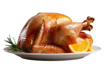Whole Roasted Turkey with Fresh Garnish and Citrus